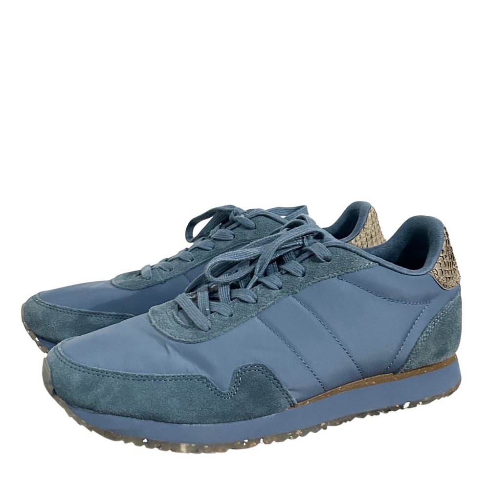 Woden‎ Nora III Leather Sneaker Vintage Blue Women's 8 40 Casual Retro Comfort